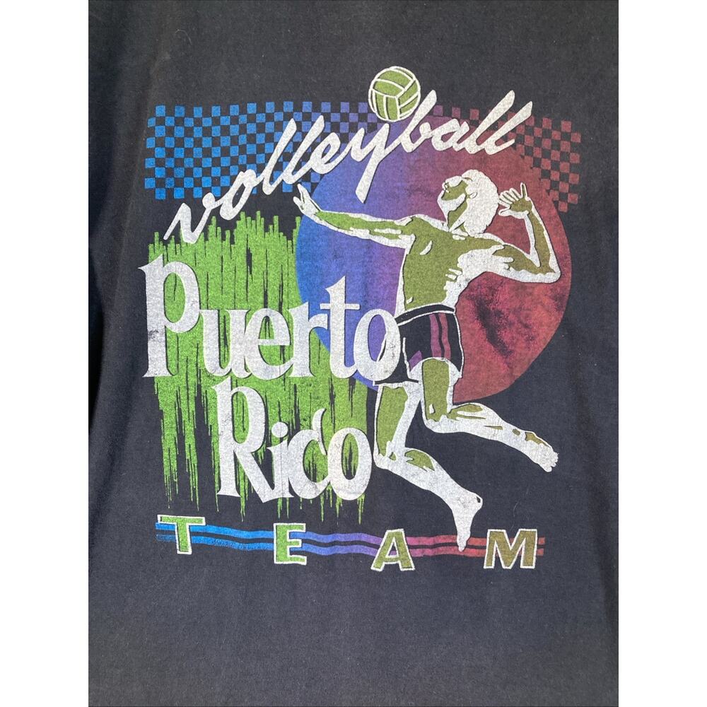 Vintage 90s Puerto Rico Volleyball Team Graphic T-Shirt Black Mens Size Large - Picture 3 of 12